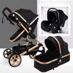 Multifunctional 3 in 1 Baby Stroller High Landscape Stroller Folding Carriage Gold Strollers Newborn Stroller
